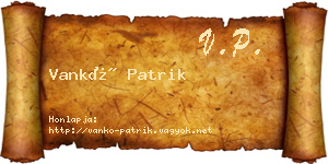Vankó Patrik névjegykártya